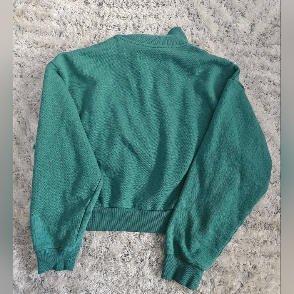 VICTORIA'S SECRET Green Knit Half-Zip Mock-Neck Pullover Sweater Size XL Cropped - Picture 6 of 6